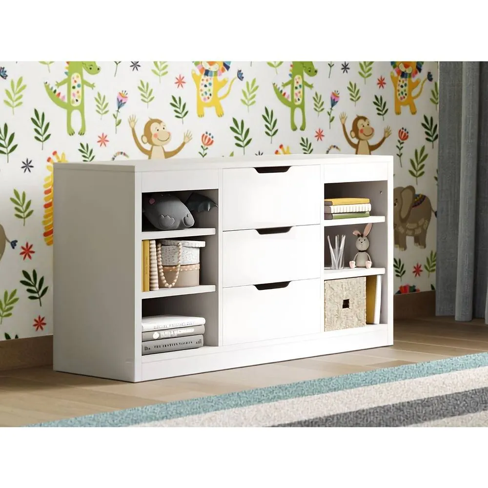 Flair Charlie Drawer Unit with Shelves & 3 Drawers in White
