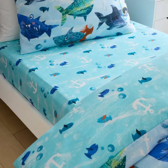 Pack of 2 Funky Sharks Fitted Bed Sheets 2