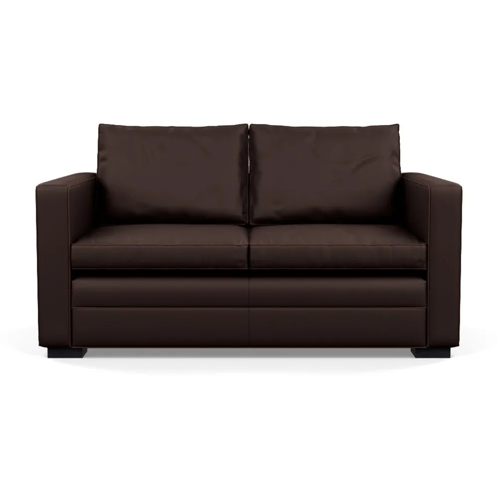 Heal's Palermo 2 Seater Sofa Leather Grain Chocolate 066 Black Feet