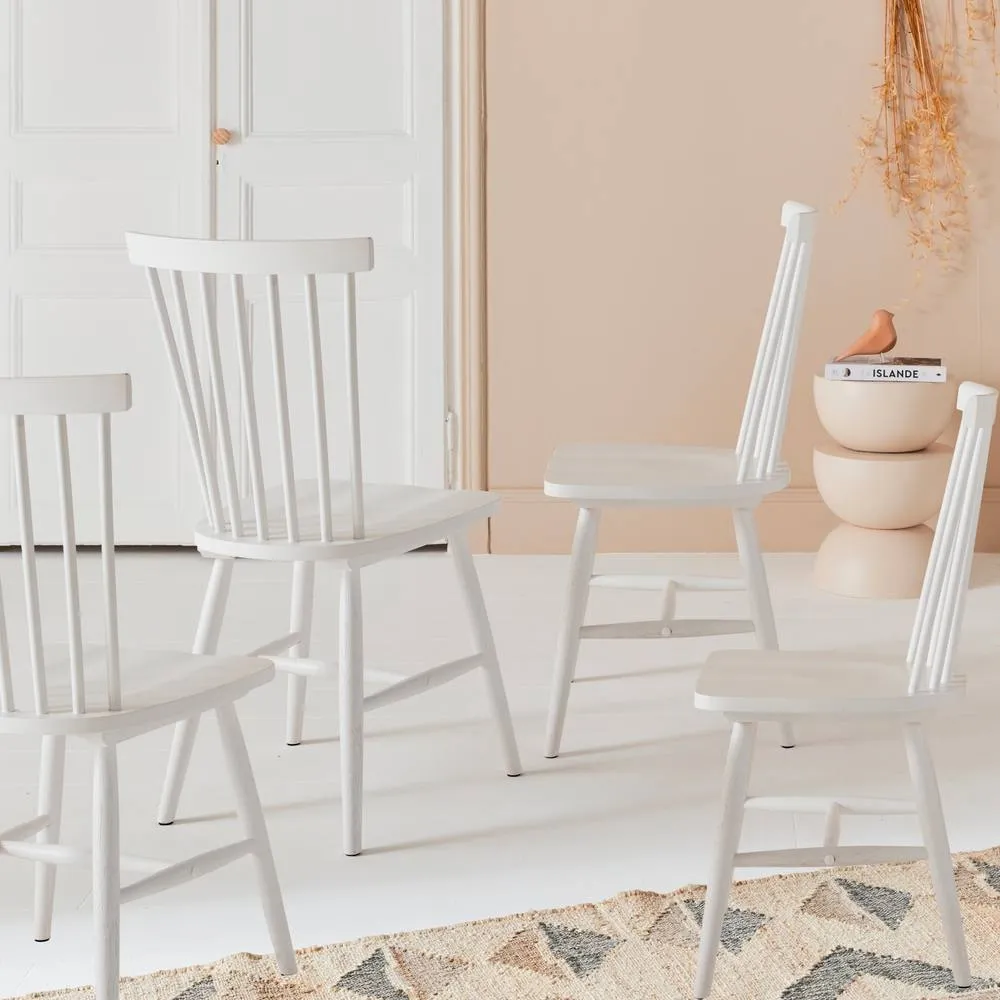 sweeek Set Of 4 Hevea Wooden Chairs in White 1