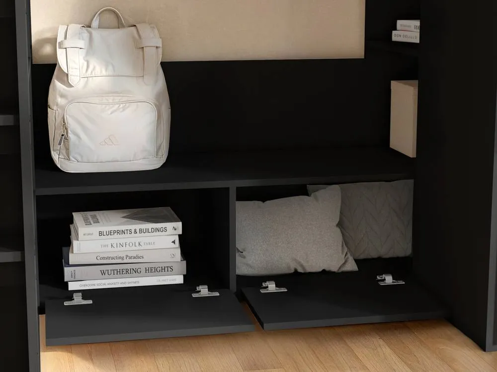Flair Aspen Ribbed High Sleeper with Storage & Wardrobe in Black 4