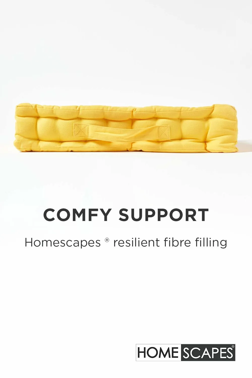 Homescapes Plain Cotton Floor Cushion in Yellow 4