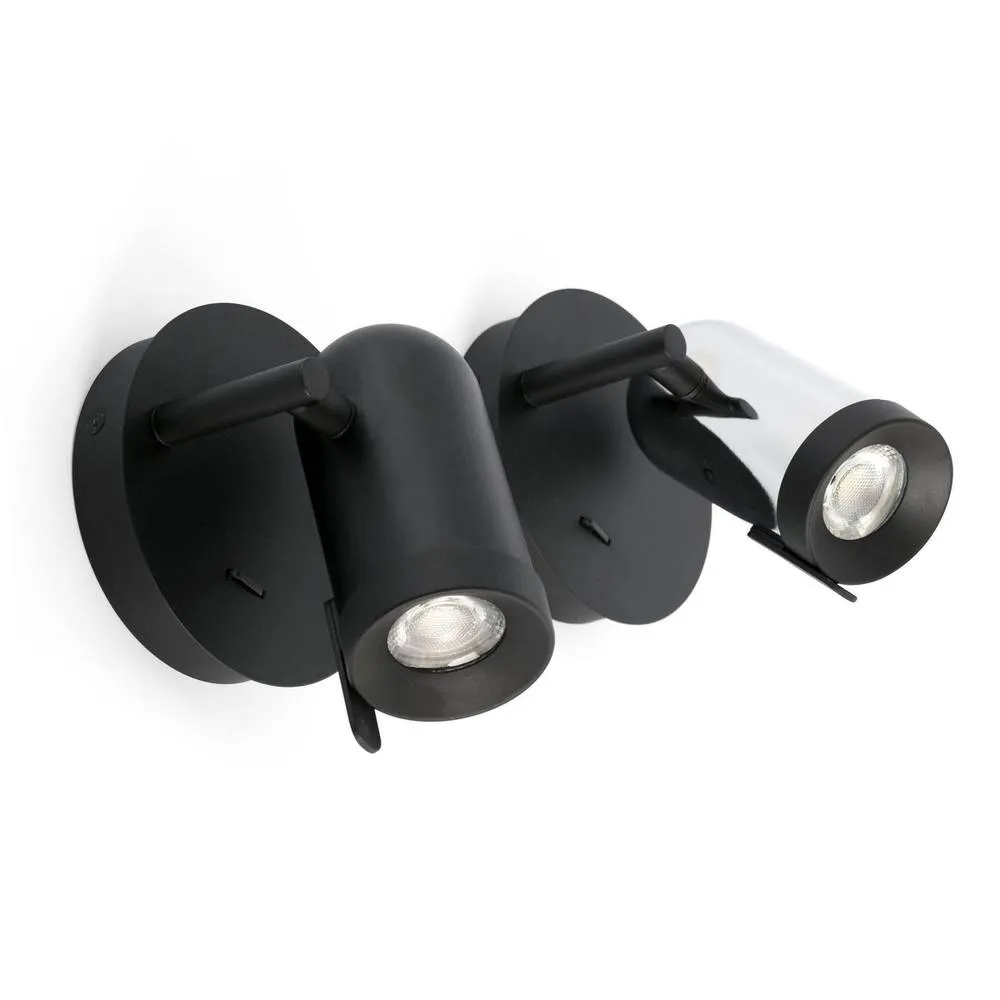 Netlighting Orleans 1 Light Indoor Adjustable Wall Spotlight Black GU10 2