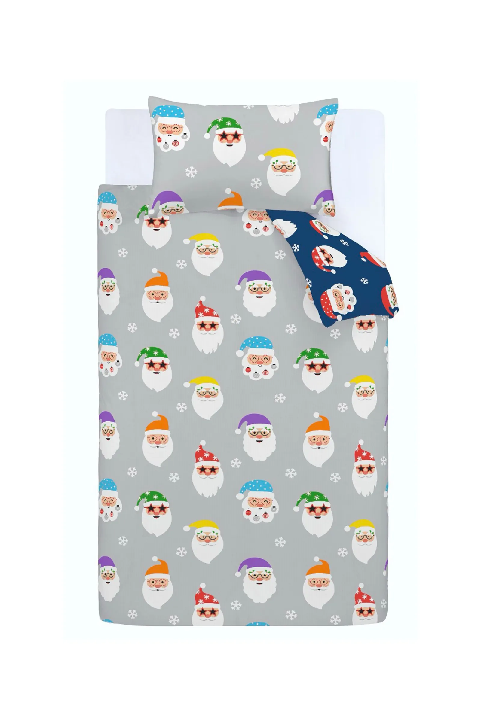 Catherine Lansfield 'Christmas Santa Spec-Tacular' Reversible Duvet Cover Set in Grey 6