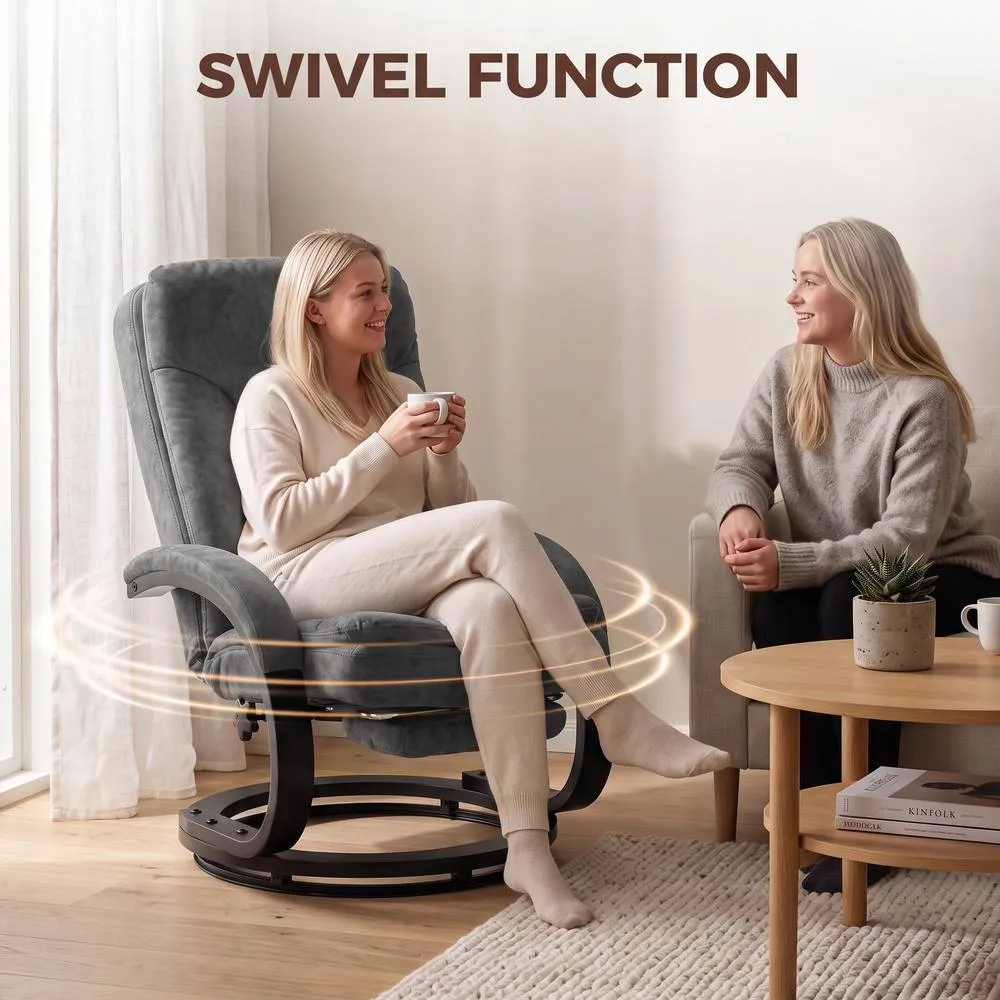 HOMCOM Swivel Recliner Chair, Velvet Manual Recliner Armchair in Dark Grey 5