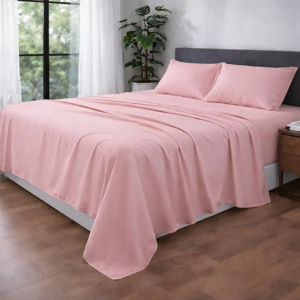 Homes-Linen Ultra Soft Microfibre Flat Sheet Breathable Wrinkle & Fade Resistant in Pink