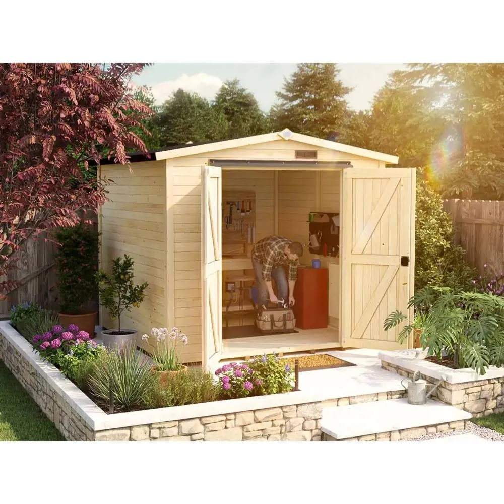 Dunster House Tubby Log Cabin Work Shed 8x8 ft (2.4x2.4m) with Superfelt Roof in Natural