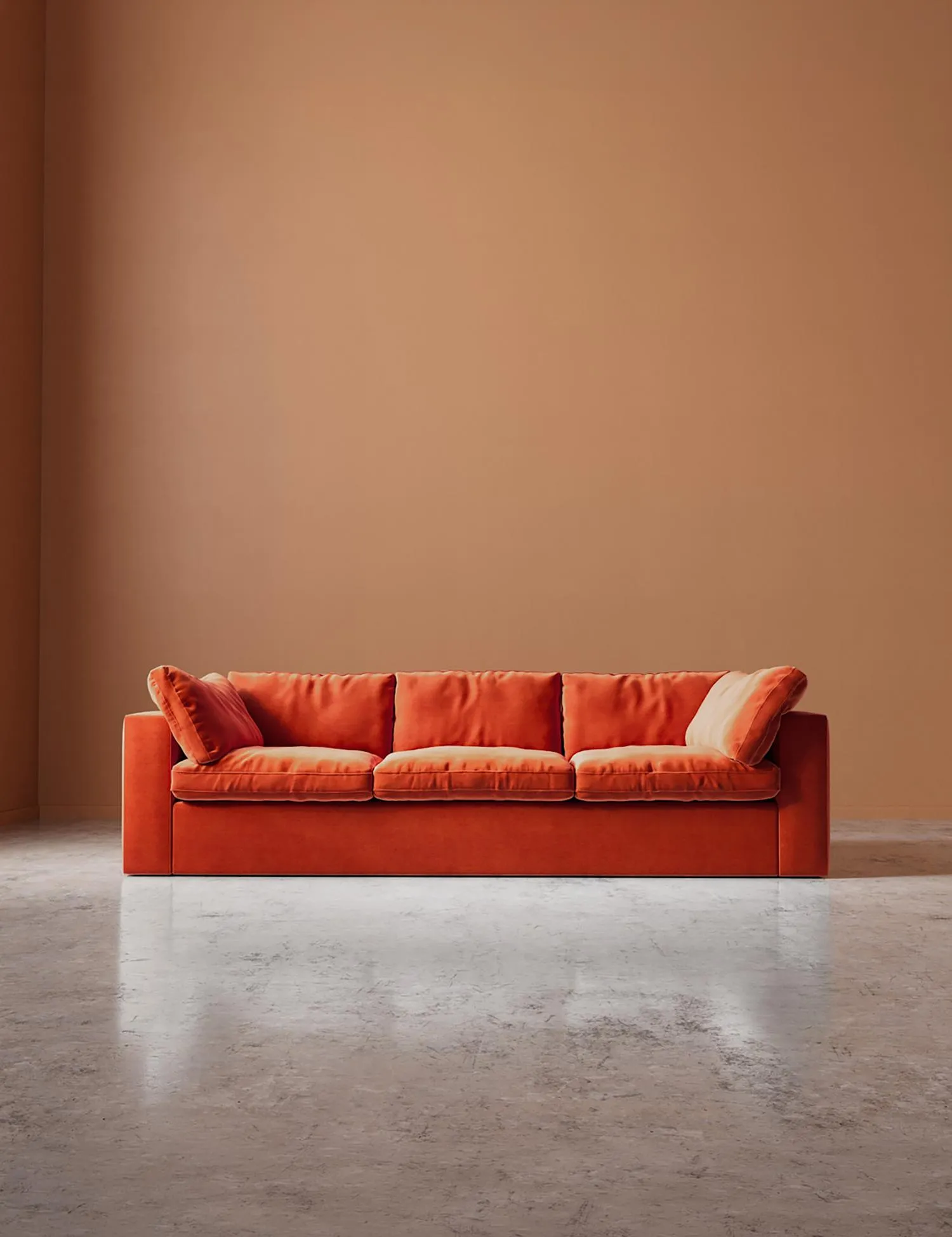 Swoon Easy Velvet 3 Seater Sofa Orange