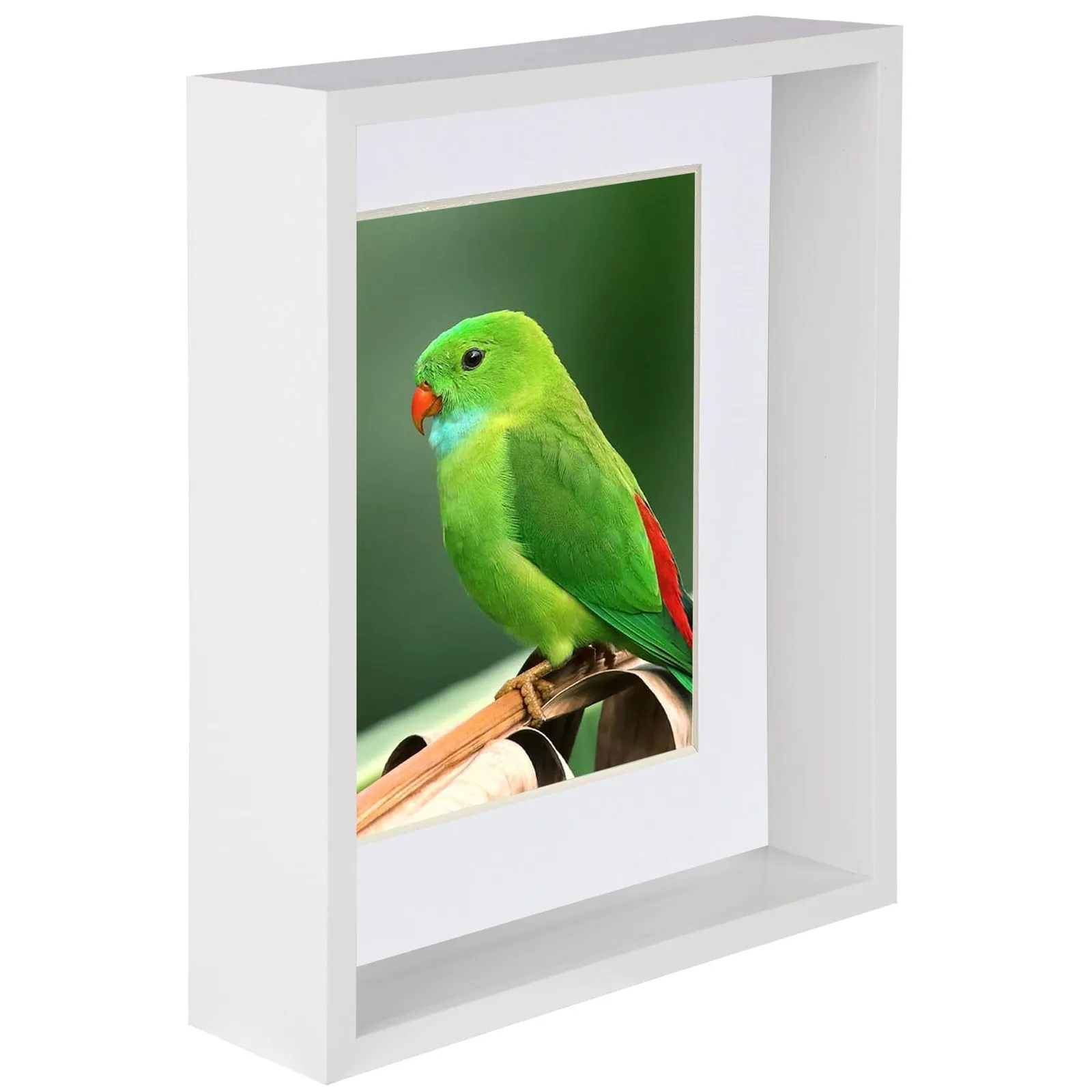 Nicola Spring 8" x 10" 3D Deep Box Photo Frame - 5" x 7" Mount - White 1