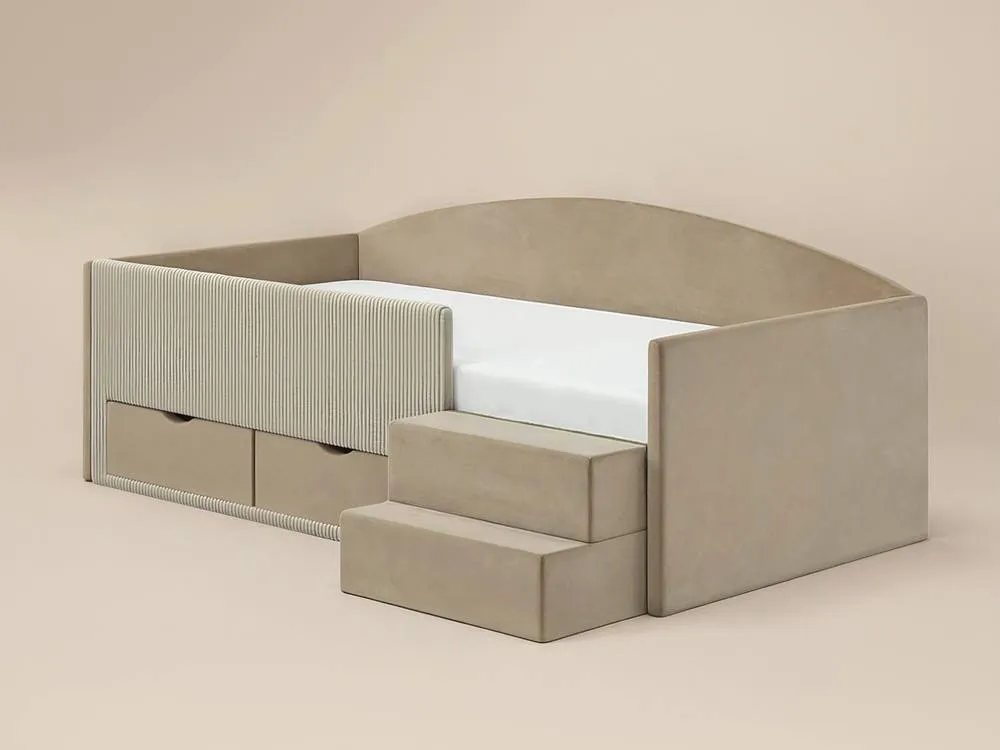 Flair Elisa Velvet Storage Low Sleeper Bed with Beige Cord 5