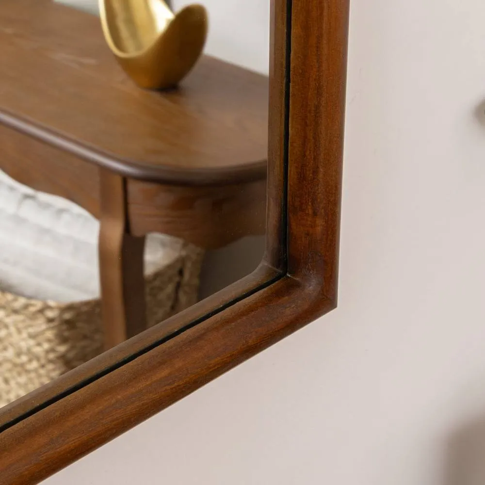 Melody Maison Dark Wood Framed Arched Wall & Mantel Mirror - 90cm X 75cm - Ashwell Range in Brown 3