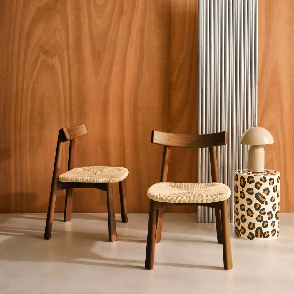 sweeek Set of 2 Scandinavian chairs in rubberwood with rope seat in Dark Brown 4