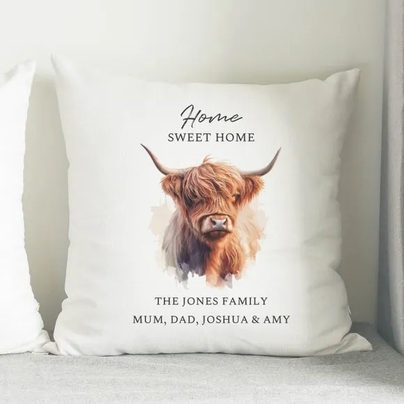 Personalised Highland Cow Cushion 4