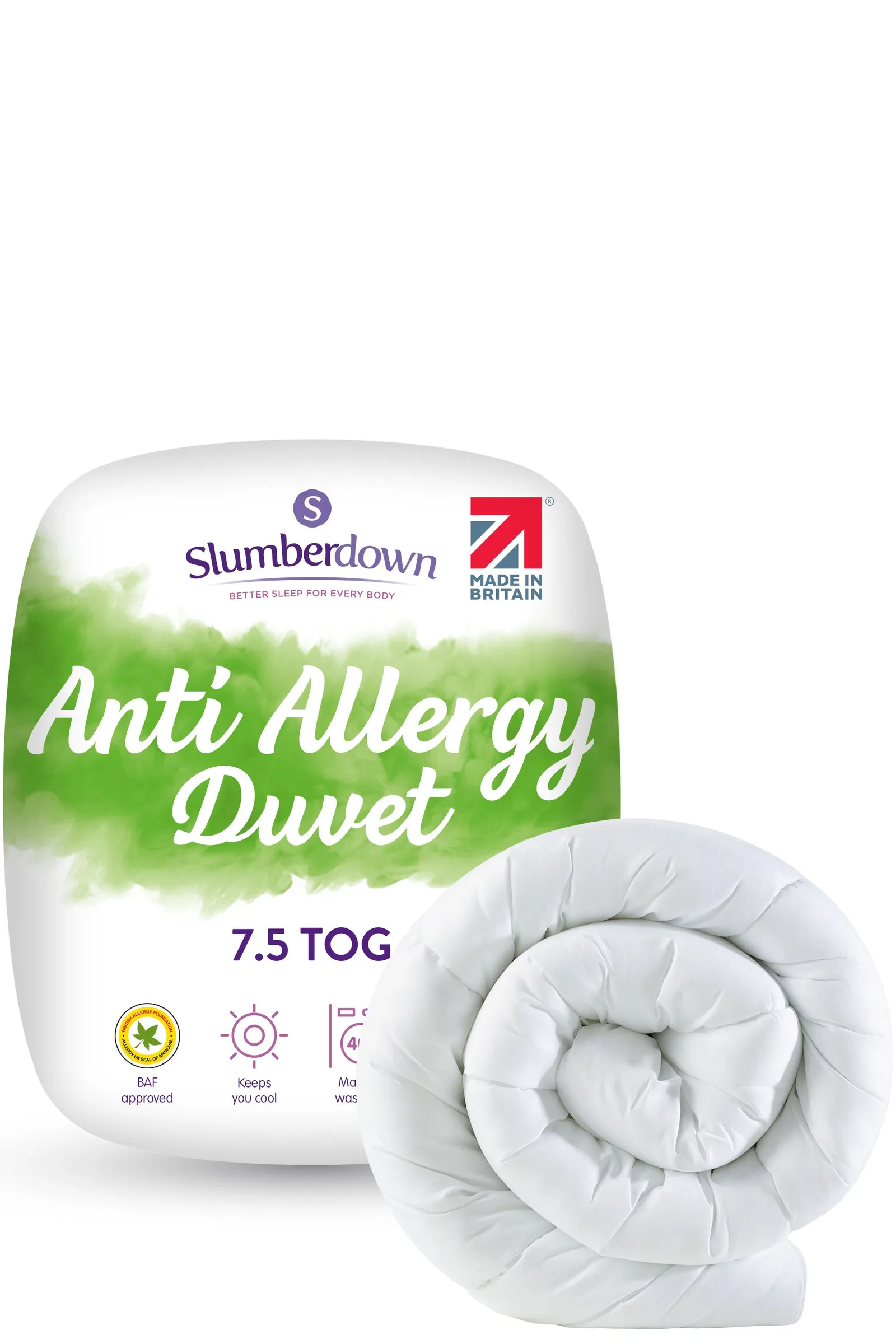 Slumberdown Anti Allergy 7.5 Tog All Year Duvet in White