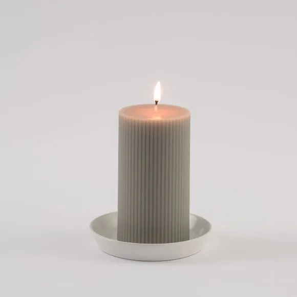 Unscented Ribbed Pillar Candle