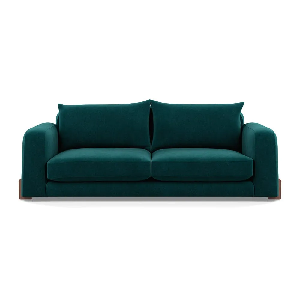 Heal's Nuvola 4 Seater Sofa Smart Luxe Velvet Ocean Walnut Stained Feet 1
