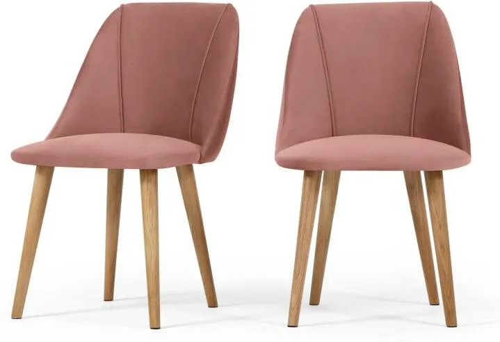 Lule Set of 2 Dining Chairs, Blush Pink Velvet