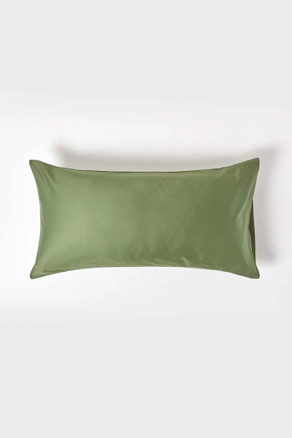 Homescapes Sateen Cotton Housewife Pillowcase 400 TC, King Size in Green