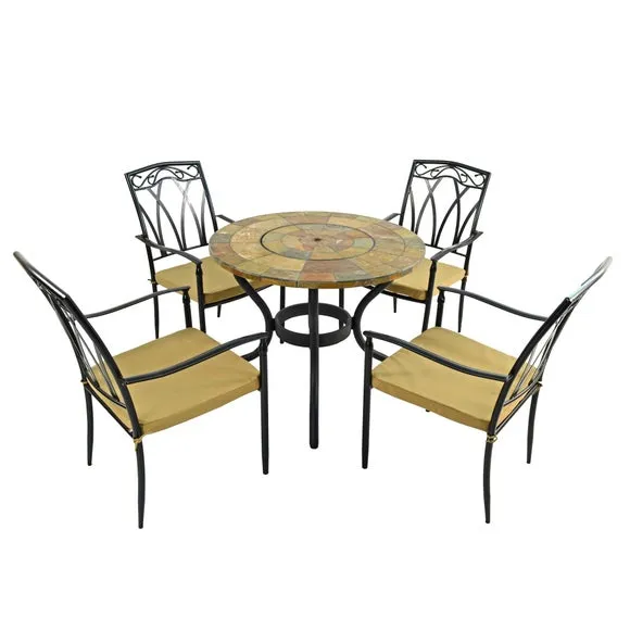 Bayfield Firepit 89cm Table with 4 Ascot Chairs Set 5