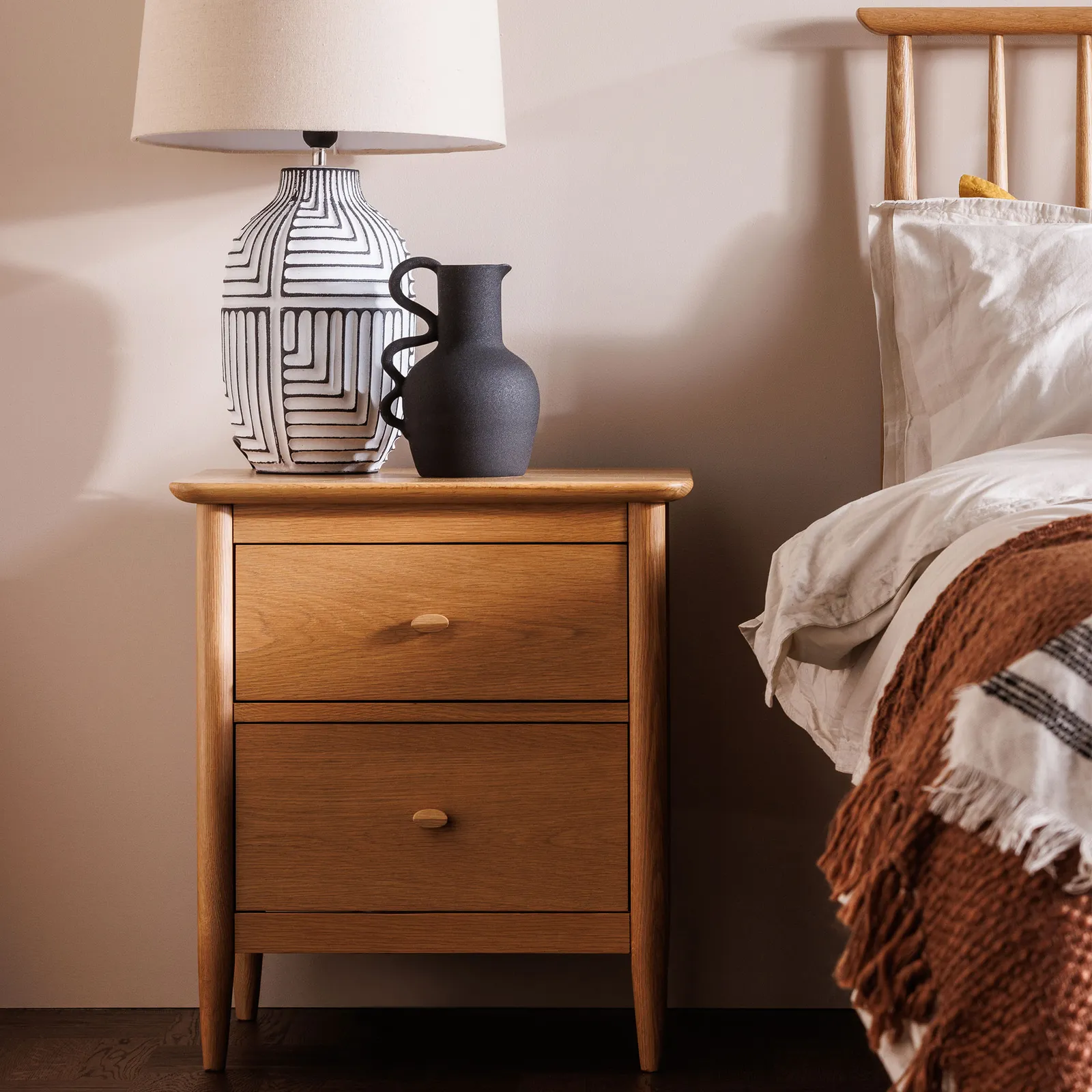 Ercol Teramo Bedside Cabinet, Neutral Oak | Barker & Stonehouse 2