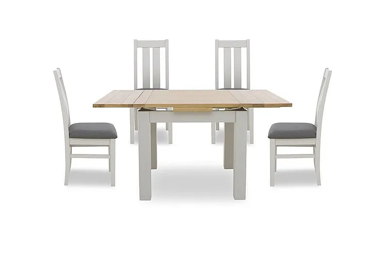 Lewis Small Draw Leaf Extending Dining Table and 4 Wooden Slatted Back Chairs - Anthracite