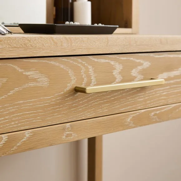 Holden 1 Drawer Compact Dressing Table with Mirror, Oak 4