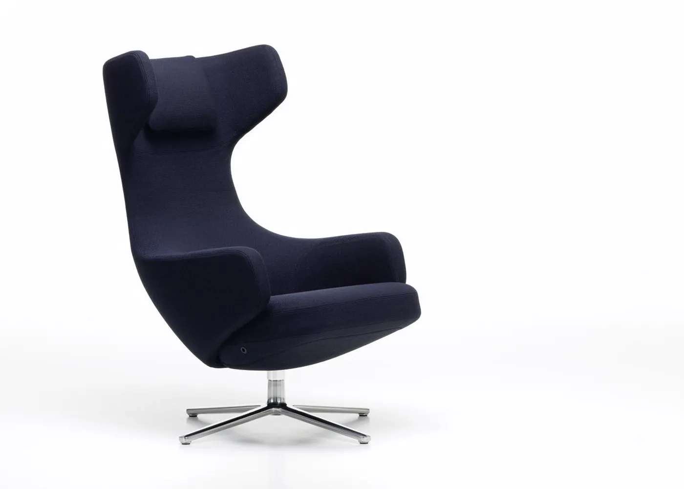 Vitra Grand Repos Chair Credo Dark Blue/Black Polished Base Glides for Carpets 1