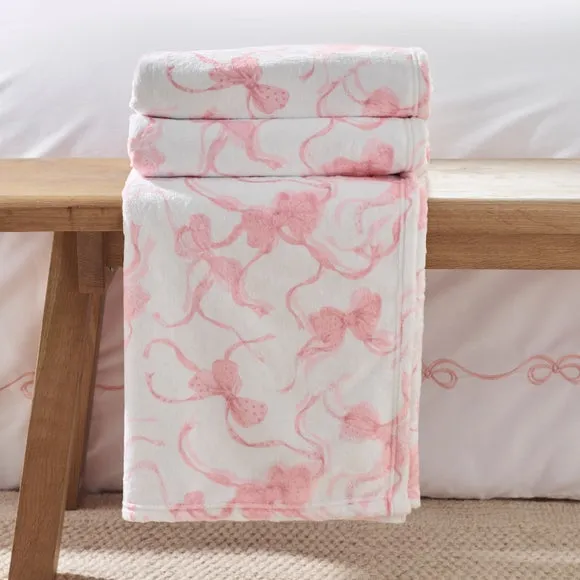 Catherine Lansfield Bow Cosy Fleece Oversized Throw Blanket 200cm x 240cm