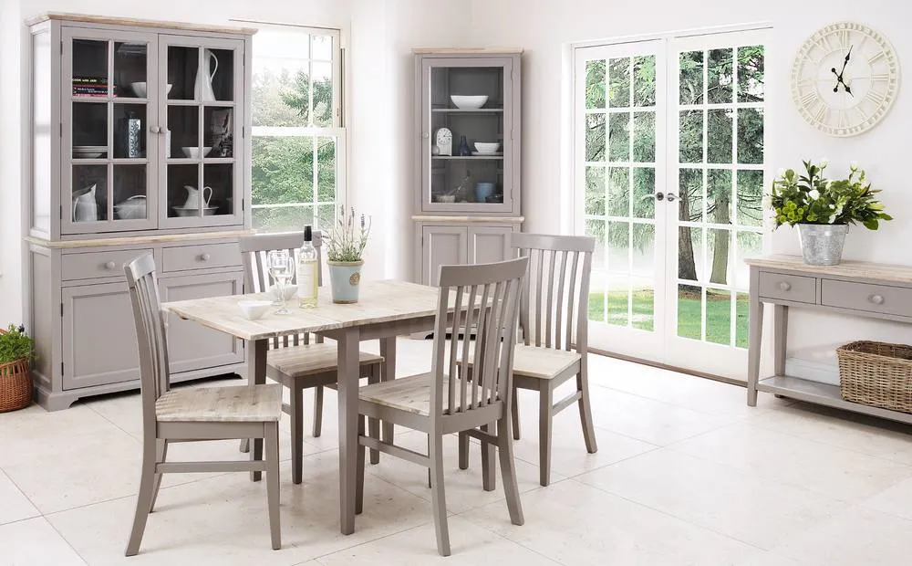 Statement Furniture Florence Square Extendable Kitchen Dining Table in Light Grey 6