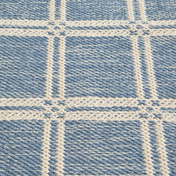 Cotton Denim Grid Scatter Rug 2