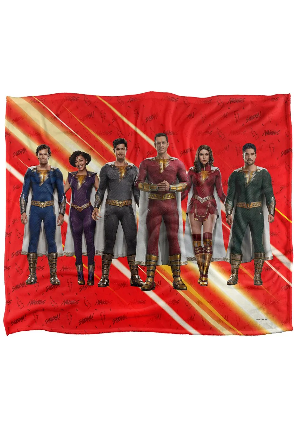Warner Brothers Shazam Fury Of The Gods Officially Licensed Silky Touch Super Soft Throw Blanket 152 x 127 cm in White