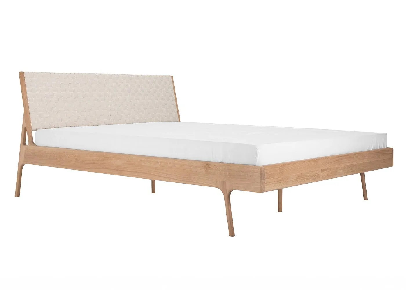 Gazzda Fawn Super King Bed Oak White Cotton Webbing