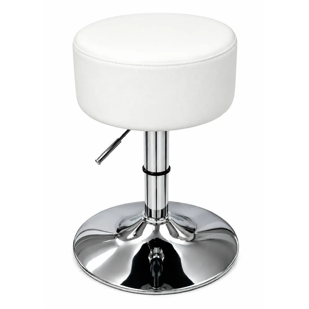 netfurniture Low Small Bar Stool - White Padded Adjustable Stool 2