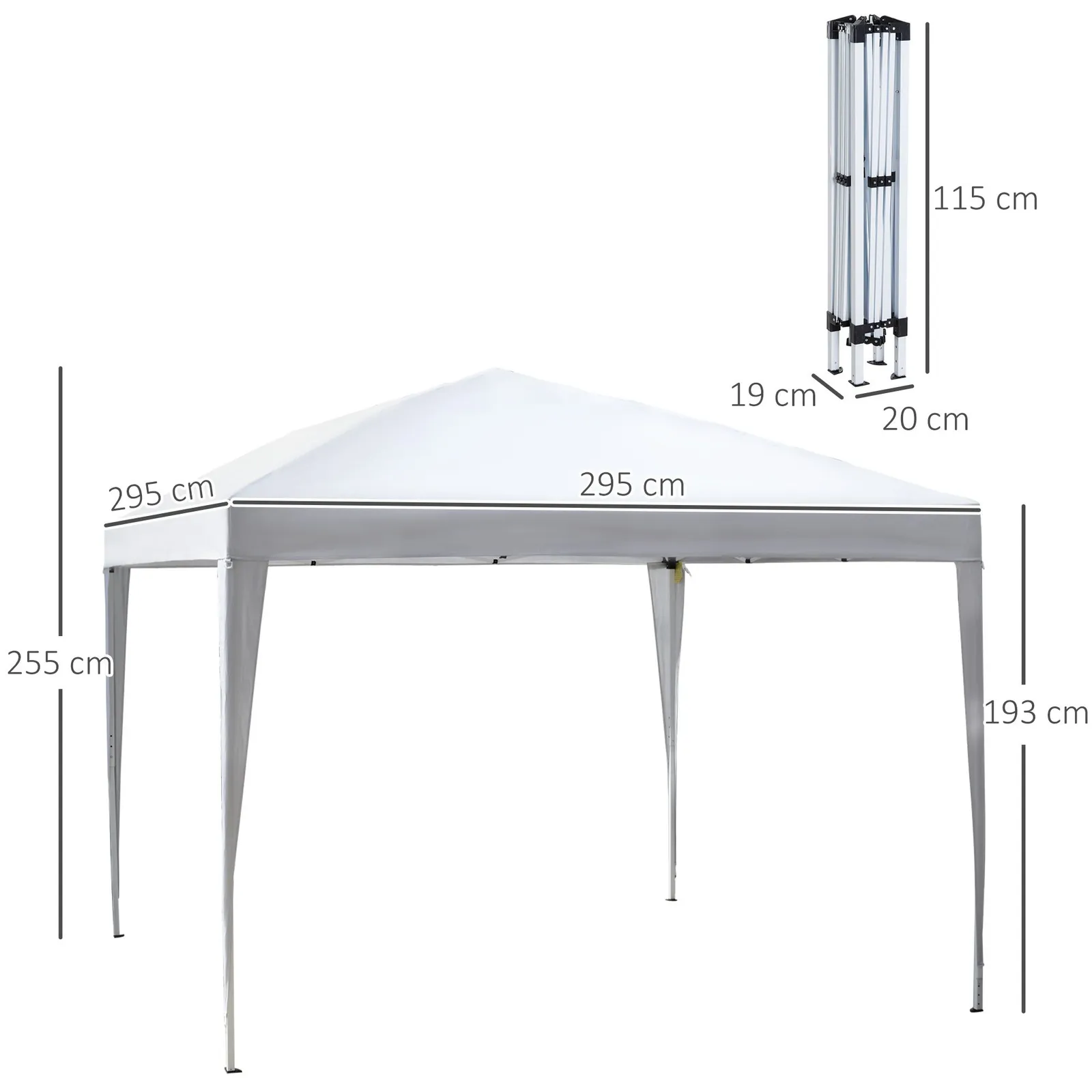 OUTSUNNY 3 x 3M Garden Pop Up Gazebo Height Adjustable Marquee Party Tent Wedding Canopy with Carrying Bag in White 3