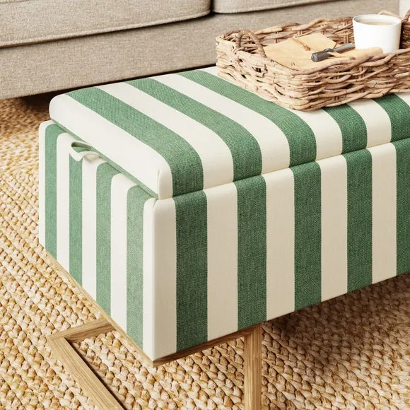 Holland Tray Table Ottoman, Woven Stripe Olive 4