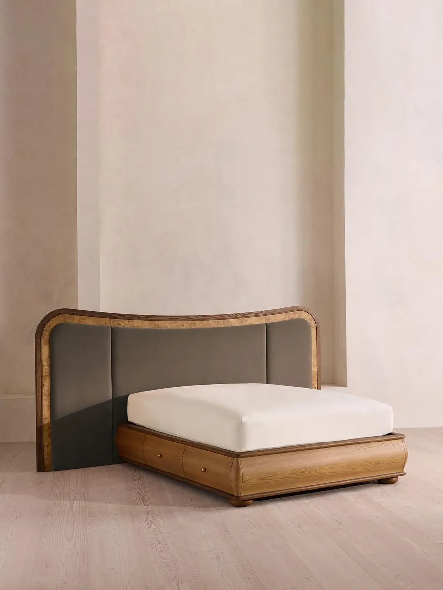 Alana Bed, King, Velvet, Taupe