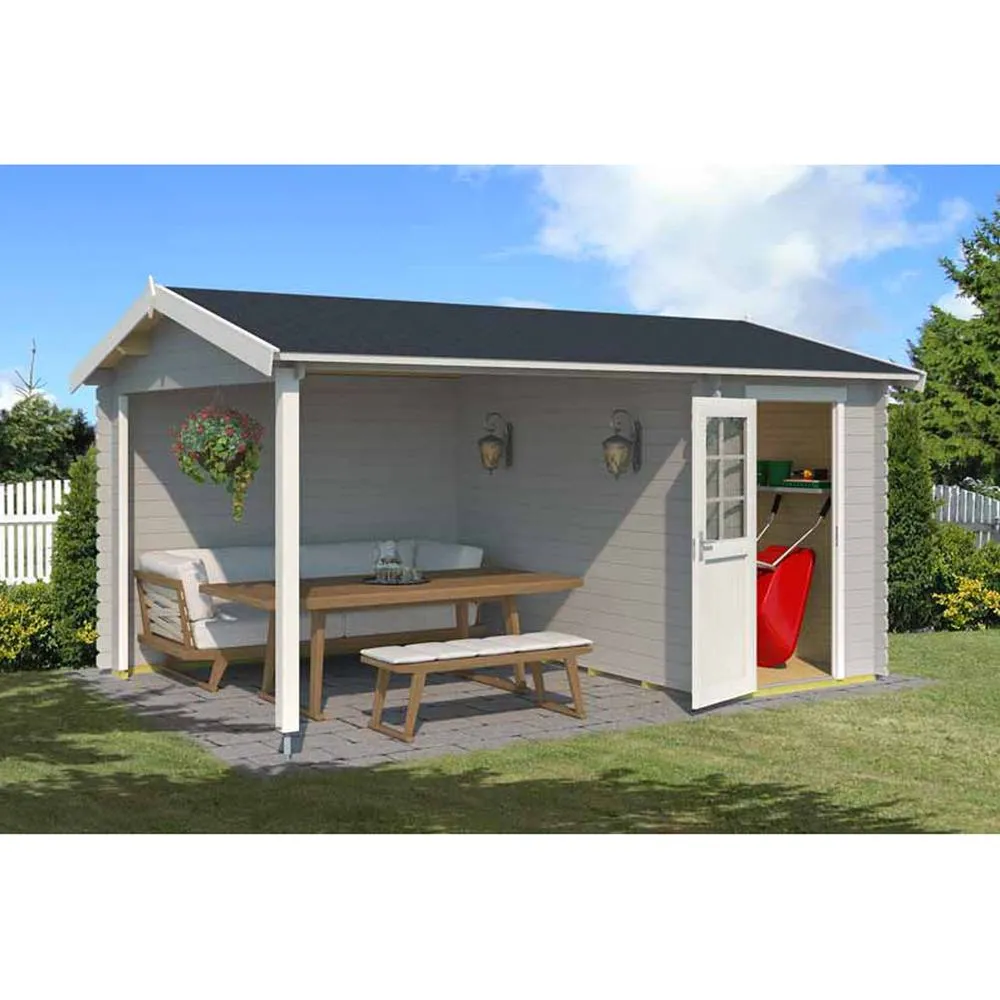 Lasita Maja Ltd Wibo 300-Log Cabin, Garden Room, Home Office - L465xW337.8xH245.1 cm in Light Tan 5