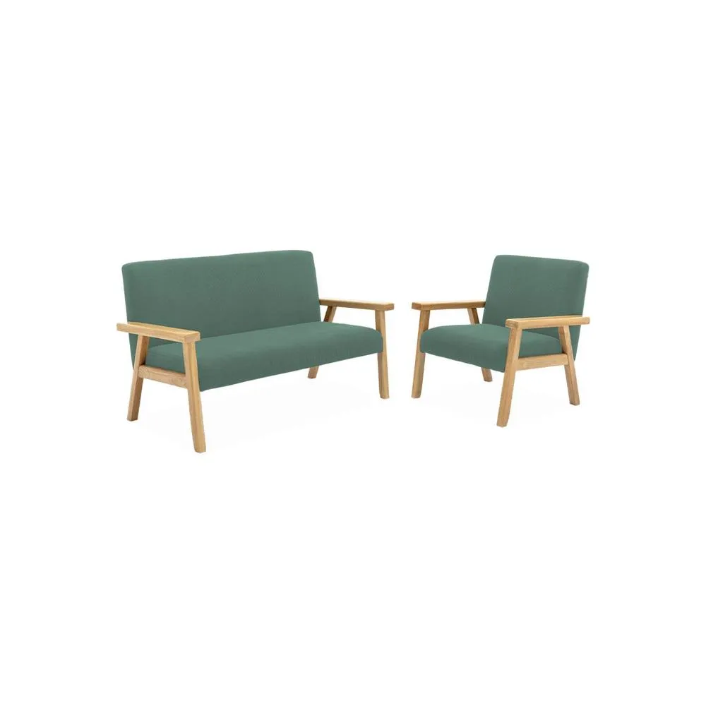 sweeek 2-seater children's bench in corduroy & hevea wood in Khaki 6