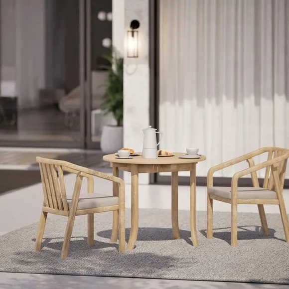 Maris 2 Seater Round Bistro Set With 2 Riven Chairs 6