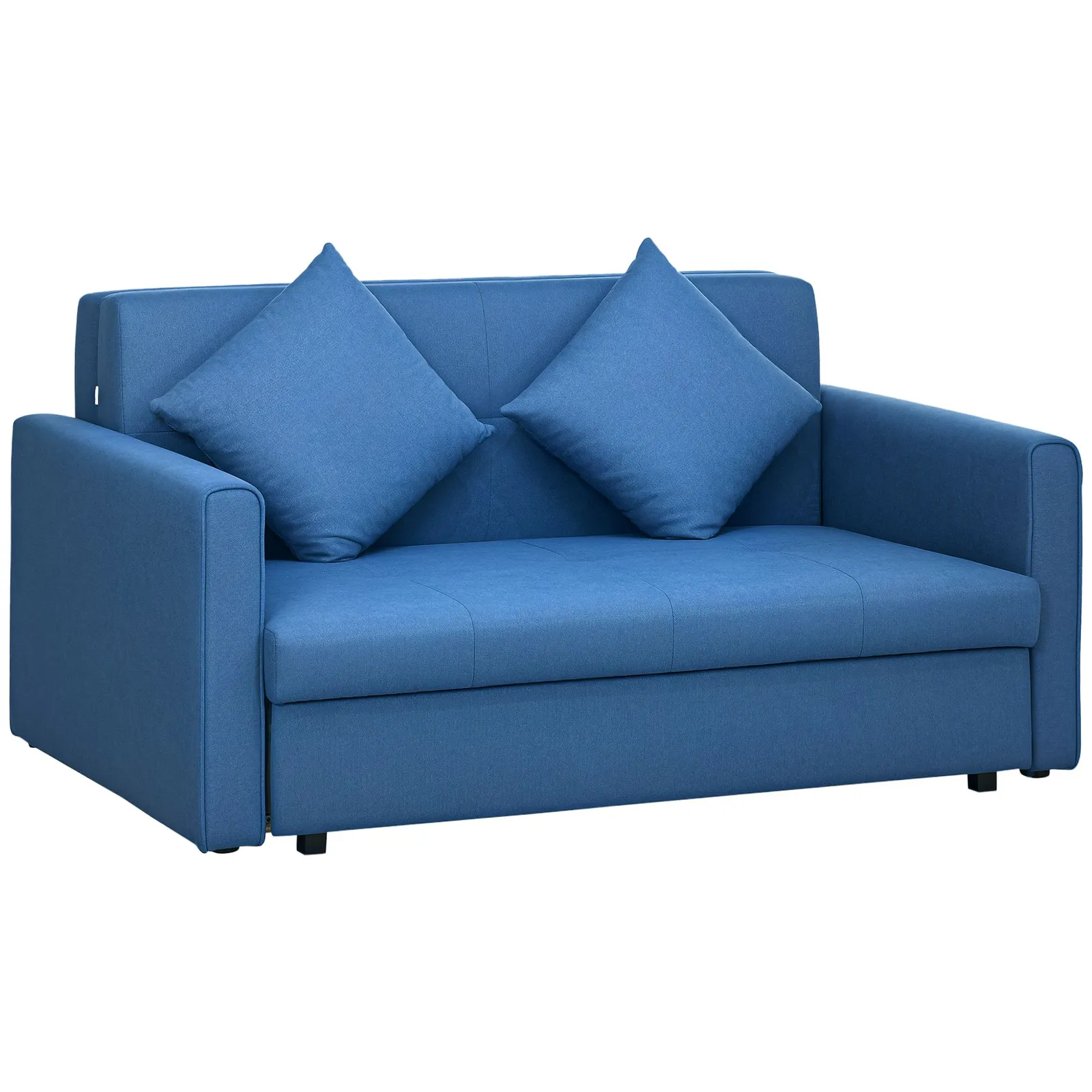 HOMCOM Convertible 2 Seater Sofa Bed with 2 Cushions Storage for Living Room in Dark Blue 2