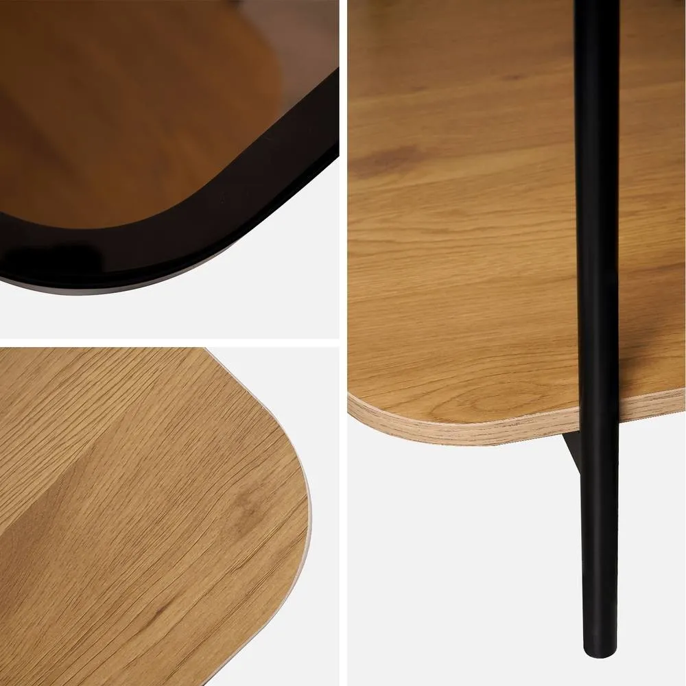 sweeek Vintage Coffee Table With Black Metal & Wood Effect in Light Brown 2