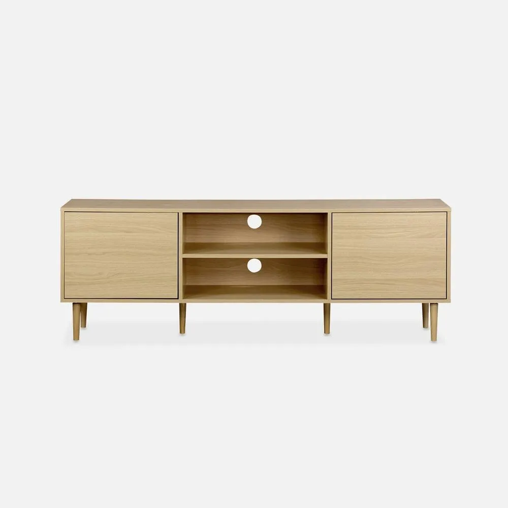 sweeek 160cm Tv Unit Wooden Effect 2 Doors in Light Brown 6