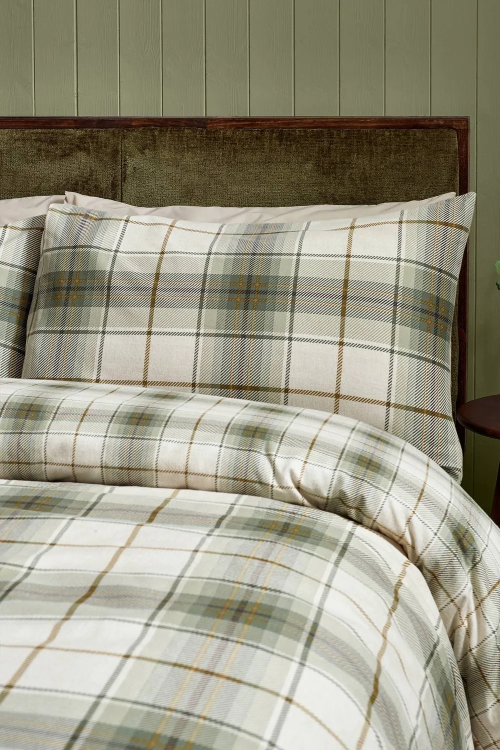 Catherine Lansfield Brushed Troon Check Duvet Cover Set in Green 3