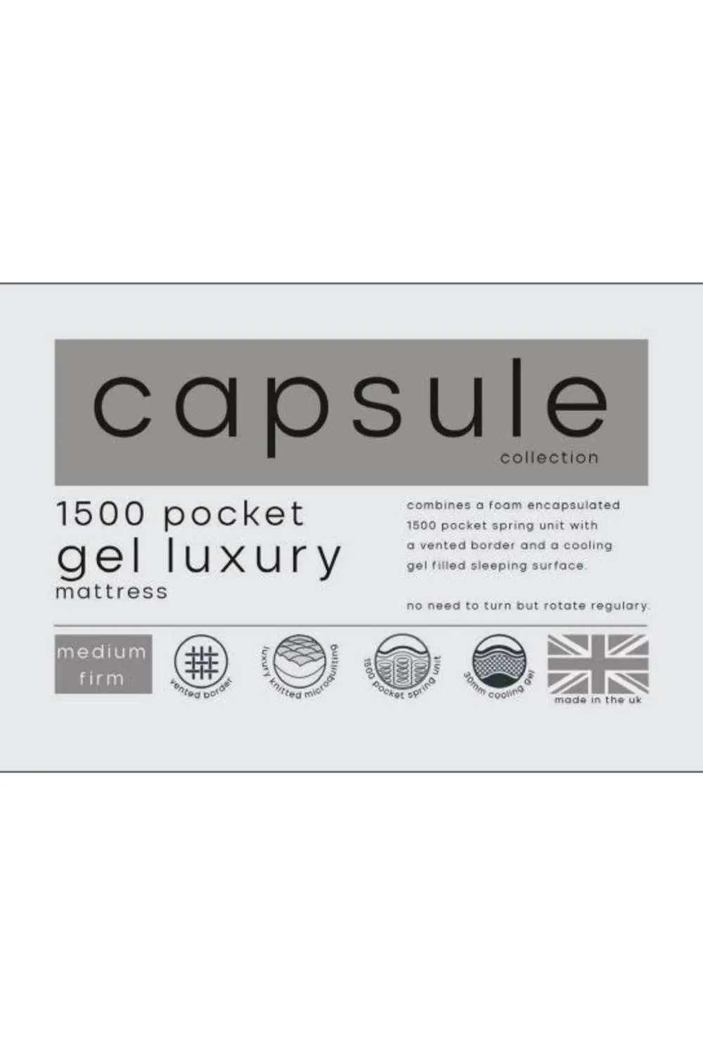 Julian Bowen Capsule Gel Luxury 1500 Pocket Sprung Mattress with Cooling Gel in White 4