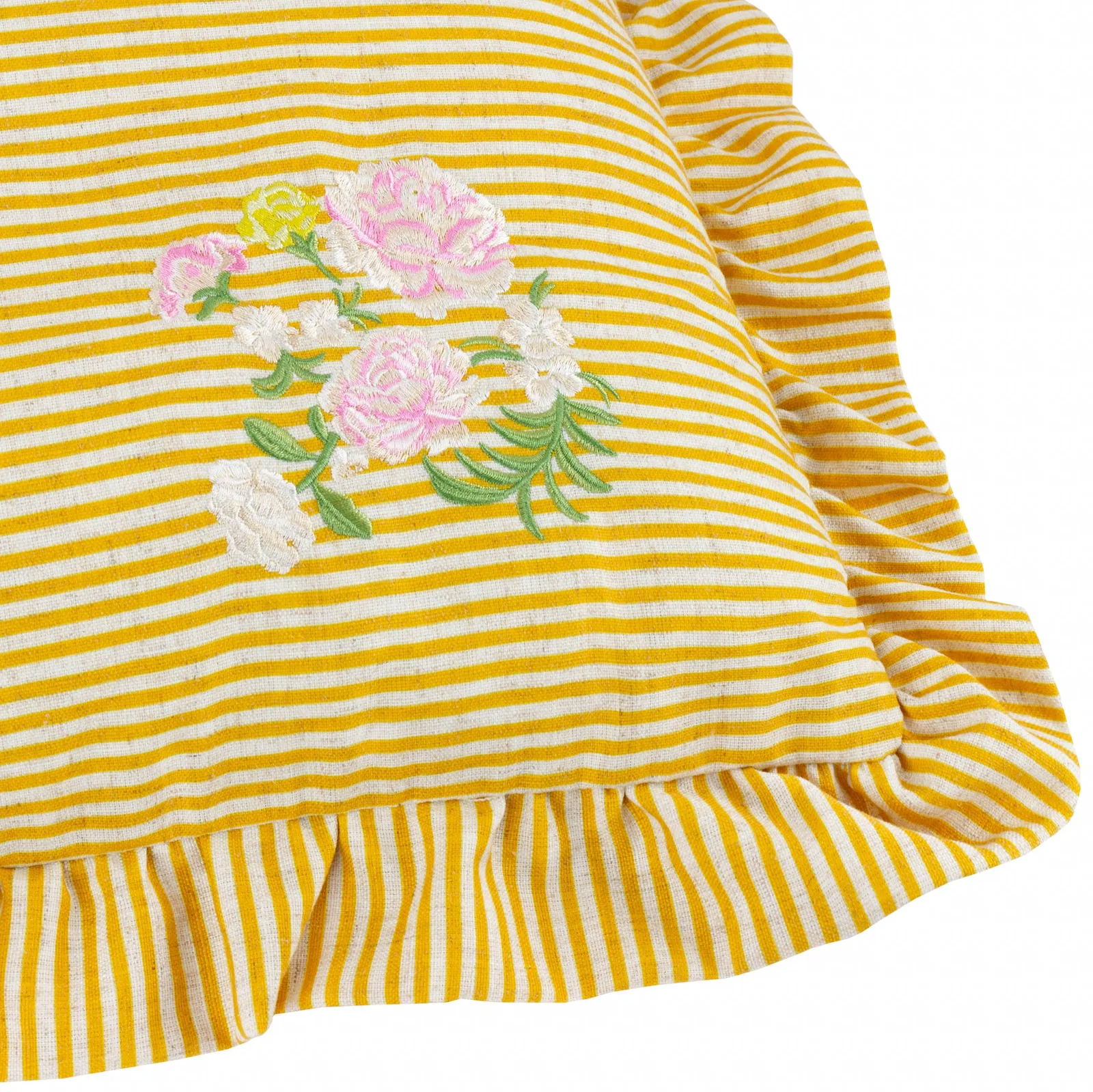 Wylder Martha Embroidered Ruffle Cushion in Yellow 5