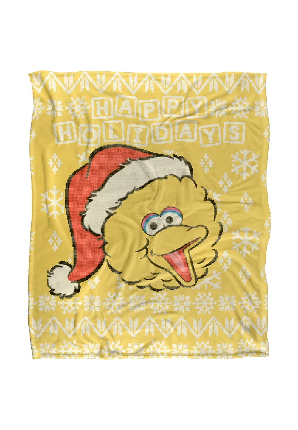 Sesame Street Big Bird Ugly Christmas Sweater Silky Touch Super Soft Throw Blanket 152 X 127 cm in White