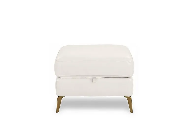 Eclipse Leather Storage Footstool - Star White