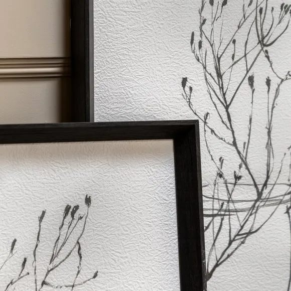 Cedar and Sage Set of 2 Botanical Linework Framed Prints 2