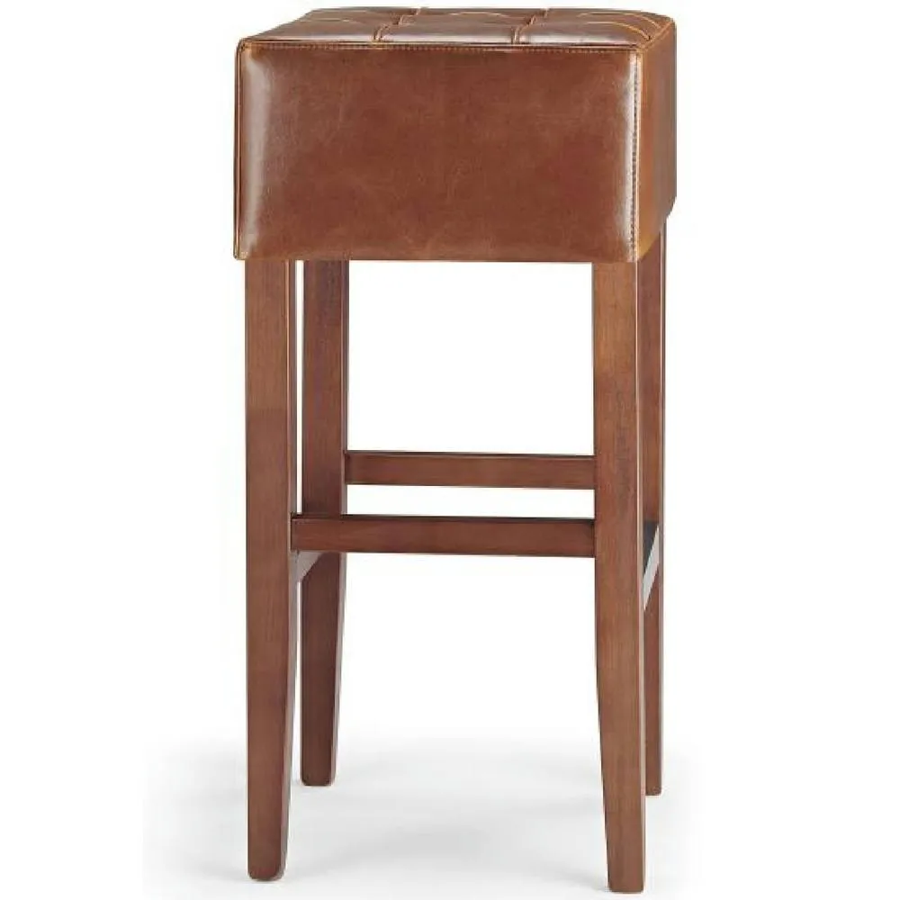 netfurniture Primo Walnut Wooden Bar Stool with Brown Bonded Leather Seat 3