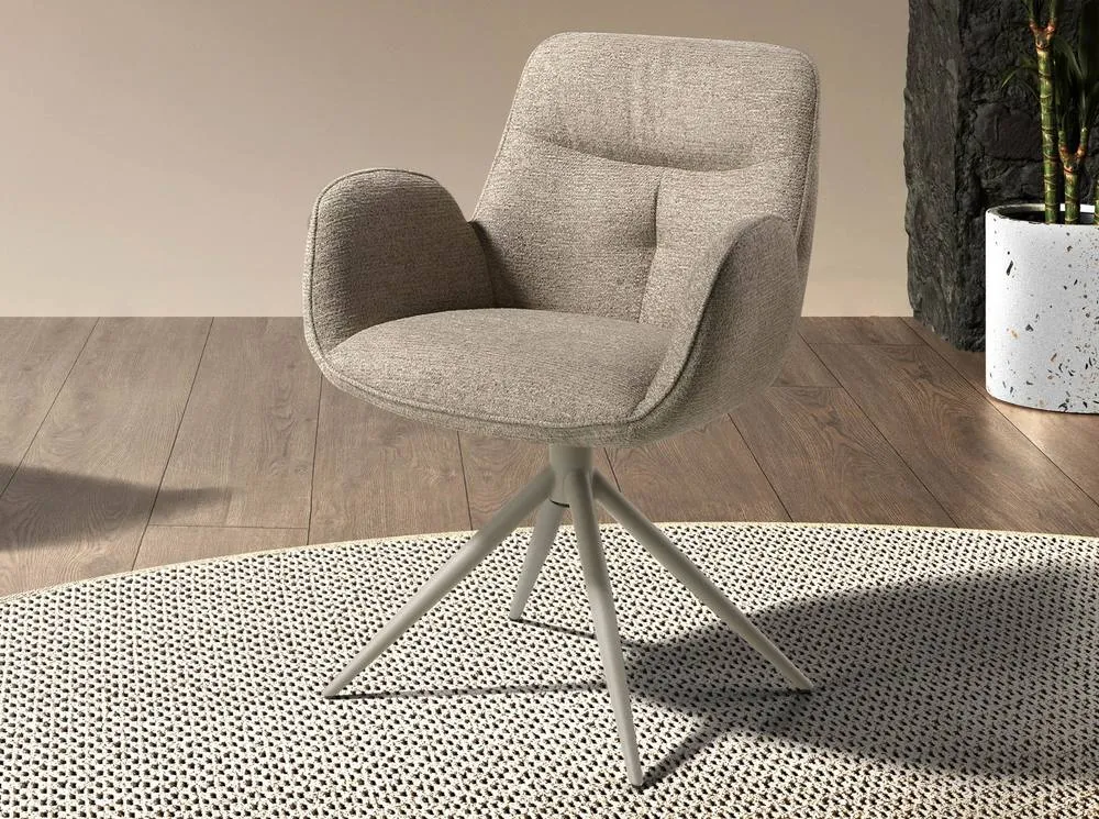 Angel Cerda Swivel Dining Chair in Fabric in Beige 3